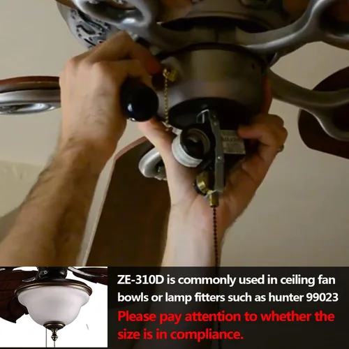 Miniatura 2 de Ventilador de techo con interruptor de zócalo de 2 luces Zing Ear ZE-310D ZE-109M, interruptor de cadena de tracción para lámpara de ventilador