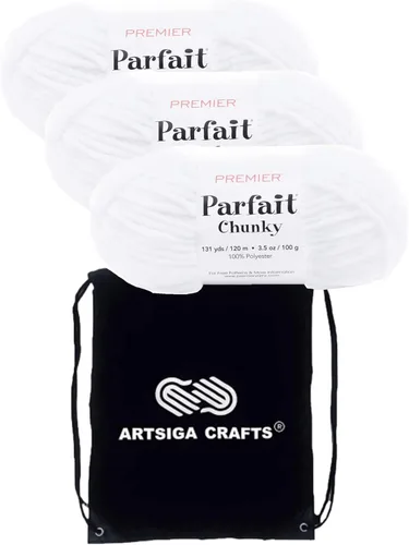 Miniatura 48 de Premier Yarns Parfait Chunky Mushroom 1150-41 (6 madejas - mismo lote de tinte) Peso S Bulky #6 Hilo de poliéster para ganchillo y punto con bolsa
