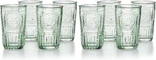 Miniatura 7 de Bormioli Rocco Romántico juego de 4 vasos enfriadores, 16 onzas, cristal de color, verde pastel, hecho en Italia.