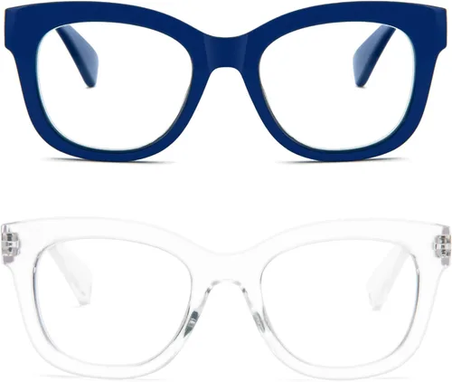 Miniatura 7 de REAVEE Paquete de 2 lentes de lectura retro de gran tamaño para mujeres y hombres, bloqueo de luz azul, para lectores de computadora, elegantes