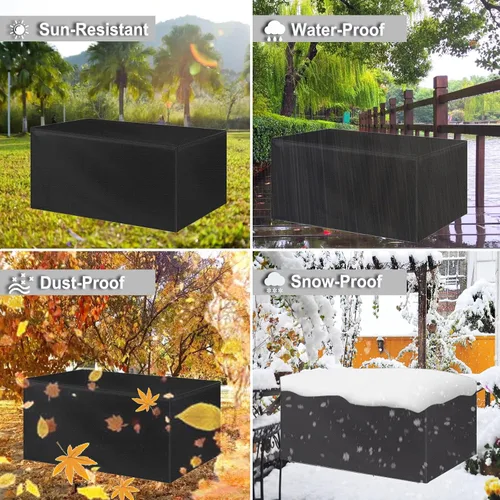 Miniatura 3 de Funda de mesa para exteriores, fundas de mesa de patio para muebles de exterior con cordón resistente al viento, impermeable, fundas rectangulares