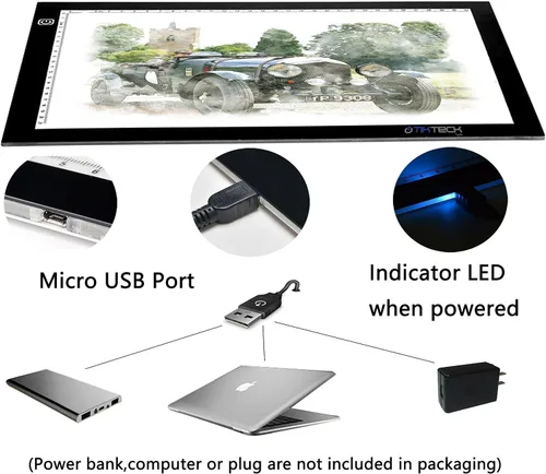 Miniatura 5 de Caja de luz LED A4 ultradelgada portátil con atenuación de brillo, luz de trazado de arte LED para artistas, dibujo, bocetos, animación, estampado