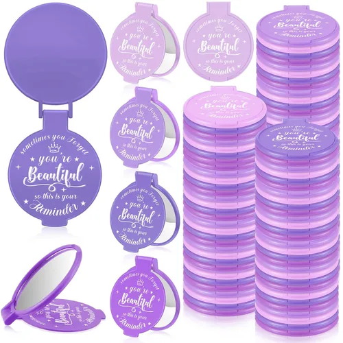 Miniatura 28 de 100 piezas de espejo compacto inspirador de 2.76 pulgadas a granel para mujeres, pequeños regalos de graduación, día de la madre, fiesta, bolso