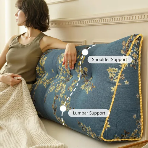 Miniatura 2 de Almohada WOWMAX grande de apoyo con forma triangular, almohada con forma de cuña para respaldo o lectura, cabecero para el día de la Madre