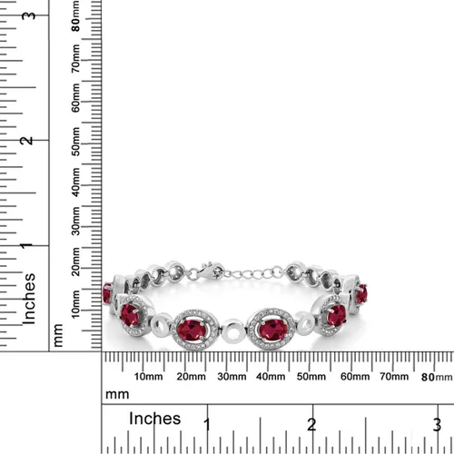 Miniatura 3 de Gem Stone King Oval Gemstone Birthstone Tennis Bracelet For Women 925 Sterling Silver Oval 7X5MM 7 Inch with 1 Inch Extender Fine Jewelry Gifts
