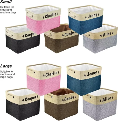 Miniatura 7 de PET ARTIST - Cesta plegable de almacenamiento de juguetes con nombre personalizado de la mascota - Organizador de caja rectangular para juguetes