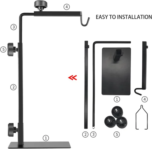 Miniatura 6 de Soporte para Lámpara de Reptil, Cúpulas Ajustables de 16-31 Pulgadas, Soporte de Metal con Bracket de Piso Portador de Luz para Iluminación