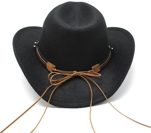 Miniatura 8 de GRNUS Mens Felt Western Cowboy Hat Fedora Outdoor Wide Brim Cowgirl Hat for Women