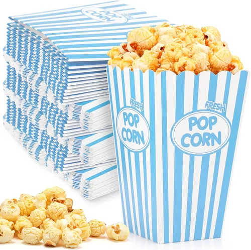 Miniatura 12 de Xinnun Paquete de 100 Cajas de Palomitas de Maíz a Granel de Papel con Rayas Rojas y Blancas, Recipientes Bolsa Desechables a Prueba de Aceite, Rojo
