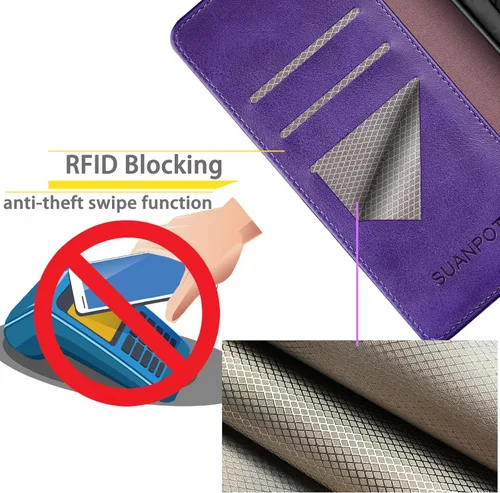 Miniatura 3 de SUANPOT Funda de piel tipo cartera para Samsung Galaxy A53 5G con tarjetero RFID para tarjetas de crédito Flip Folio Book Funda a prueba de golpes