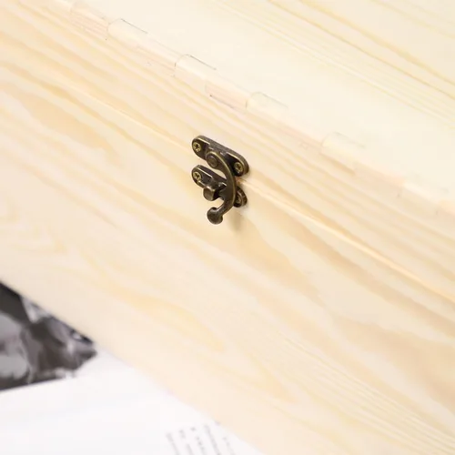 Miniatura 6 de JJSQ Caja Grande de Almacenamiento de Madera con Tapa con Bisagras Rectangular Sin Terminar Sin Pintar Caja de Madera para Almacenamiento de 13.8 x