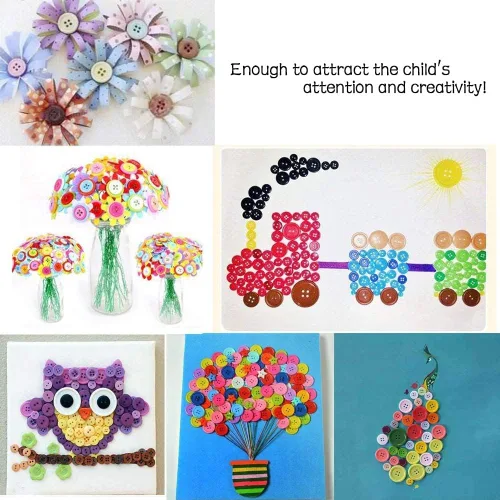 Miniatura 7 de Botones Greentime para manualidades, 250~300 piezas de colores mixtos, botones redondos de resina de 2 y 4 agujeros para costura pintada a mano