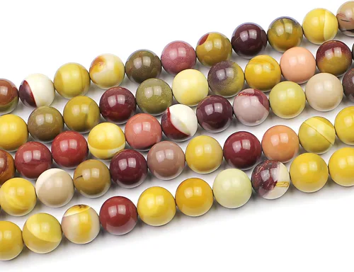 Miniatura 4 de MJDCB Cuentas de piedra natural Jaspe Moonkaite Huevo Huangshi Cuentas redondas sueltas para hacer joyas DIY Pulsera Collar (4mm)
