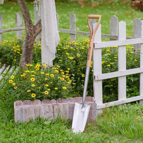 Miniatura 6 de Berry&Bird Pala de zanja, pala de drenaje de jardín con mango de madera, pala de plantación de jardinería de acero inoxidable de 42.5 pulgadas, pala