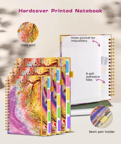 Miniatura 2 de Cuadernos en espiral de 8.5 x 11 pulgadas para trabajar con pestañas divisorias extraíbles, 300 páginas, cuaderno de 5 materias con rayas