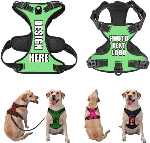 Miniatura 41 de Arnés para perro personalizado con nombre y número de teléfono, chaleco personalizado para perro, arnés reflectante ajustable para mascotas, beige, S
