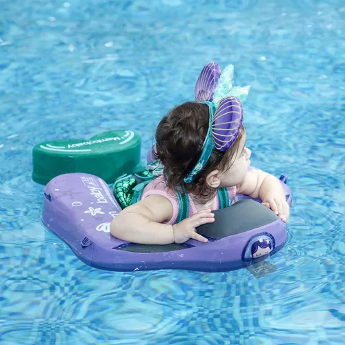Miniatura 8 de Mambobaby - Flotador con cola y toldo para bebé, anillo de natación para cintura infantil, entrenador de natación y flotador no inflable con correa