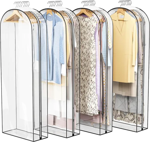 Miniatura 24 de Liuoud Bolsa Transparente para Colgar Ropa de 10" con Fuelle, Bolsas para Trajes de 32" para Almacenamiento de Closet Abierto, Cubierta de Ropa