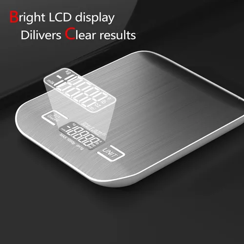 Miniatura 4 de Mini báscula digital de 22.0 lbs/22 libras, báscula de cocina, báscula de alimentos, báscula de café, 6 unidades, apagado automático, tara, acero