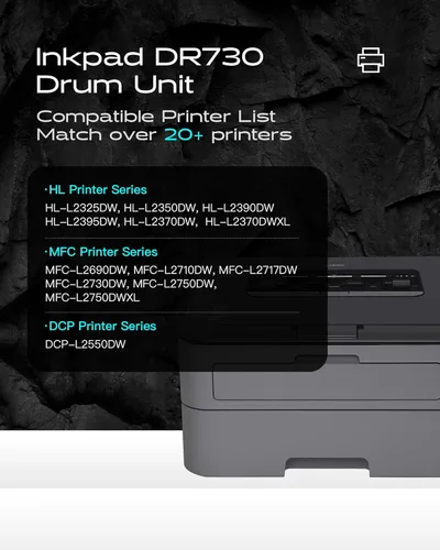Miniatura 3 de iNKPAD DR730 Unidad de tambor compatible de reemplazo para unidades de tambor DR-730 para usar con impresoras MFC-L2710DW MFC-L2750DW HL-L2390DW