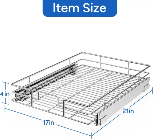 Miniatura 3 de ROOMTEC Organizador de gabinete extraíble, estantes extraíbles de 17 pulgadas de ancho x 21 pulgadas de profundidad, cajones de gabinete de cocina 1