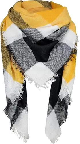 Zando Manta a cuadros gruesa para invierno, bufanda gruesa de tartán, chal de gran tamaño, bufandas