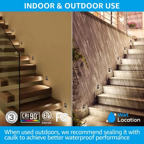 Miniatura 4 de LEONLITE - Luces LED para escalones de 3CCT 120V, 3.5W 110LM regulables del 5% al 100%, impermeables para interiores y exteriores, verticales, luz