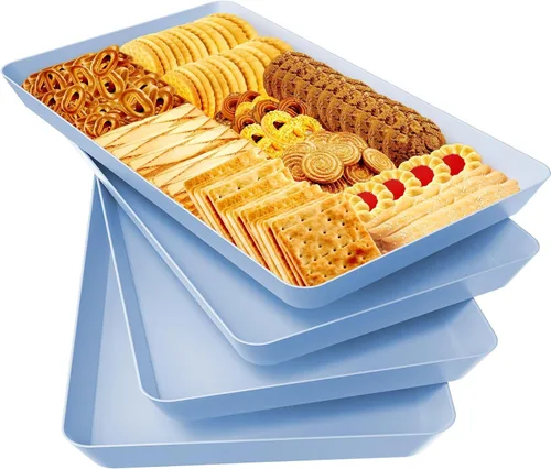 Miniatura 24 de WOWBOX 4 bandejas de servir para entretenimiento, platos para servir aperitivos, frutas, galletas, postres, bandejas de plástico reutilizables