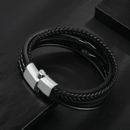 Miniatura 3 de Pulsera de cuero con nudo para hombre, estilo vintage, elegante, acero inoxidable 316L, infinito, joyería elegante y genial para hombres, padre