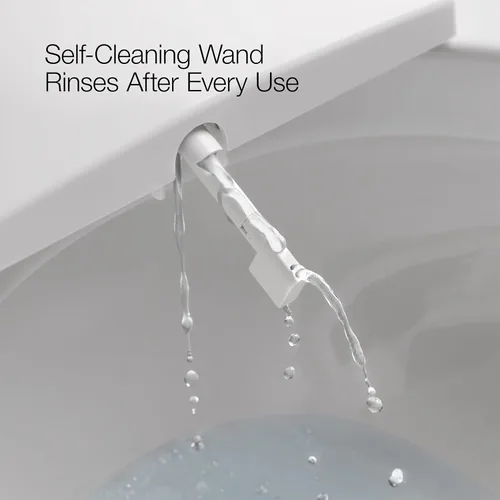Miniatura 8 de Kohler PureWash E590 Asiento de Inodoro Bidé Alargado con Calefacción, Blanco con Panel Lateral, Agua Tibia, Secadora, Tapa de Cierre Silencioso