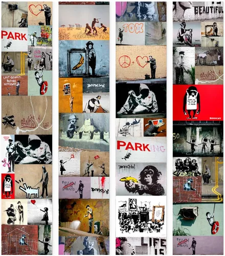 artgeist Puro - Papel tapiz Banksy de 19 x 394 pulgadas, efecto 3D, autoadhesivo, adhesivo, adhesivo, adhesivo, adhesivo, removible, imagen impresa,