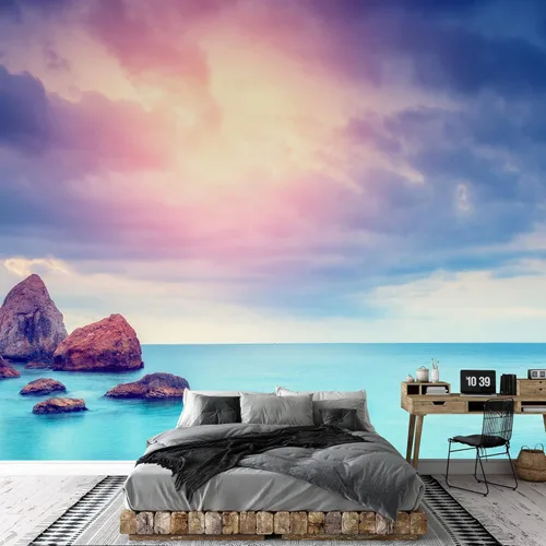 Miniatura 7 de SIGNWIN Adhesivo mural removible para pared, acuarela, pastel, tormenta, nube, lago, pantano, naturaleza, desierto, bellas artes, duotono, paisaje