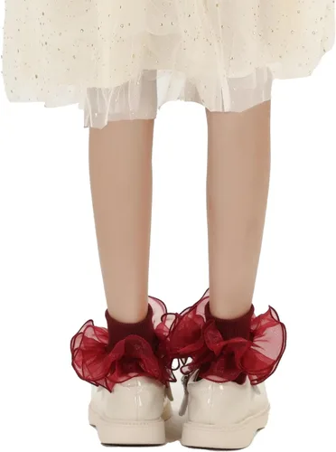 Miniatura 5 de Dicry Calcetines de doble encaje con volantes grandes para bebés y niños pequeños