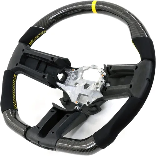 Miniatura 14 de IKON MOTORSPORTS, Volante compatible con Ford Mustang 2010-2014, Kit de reemplazo de cuerpo de volante en fibra de carbono y cuero con costura azul