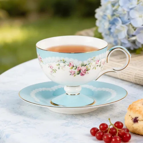 Miniatura 4 de KAMMAK Juego de 2 tazas de café de cerámica, tazas de café de porcelana con platillos, 6.52 onzas hechas a mano, elegante taza de té de porcelana