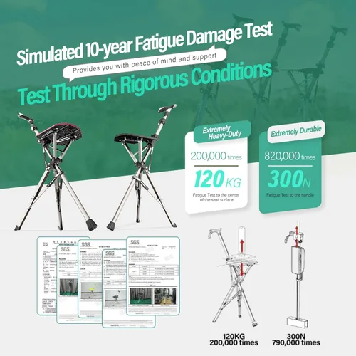 Miniatura 5 de Ta-Da Chair Series 1 Pro, Portable Trekking Hiking Pole, Folding Walking Stick with Seat, Walking Cane with Chair, Foldable Chair, Lightweight Rojo