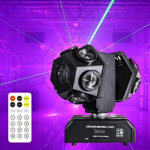 Miniatura 7 de Luz de cabeza móvil para DJ con haz giratorio, luz de escenario, activada por sonido, DMX512, perfecta para DJ, KTV, discoteca, fiesta, boda