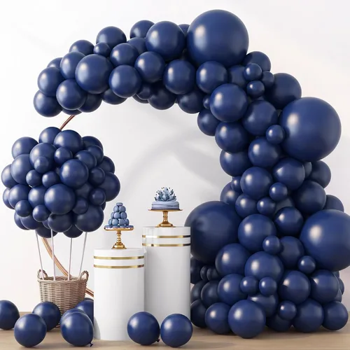 Miniatura 55 de Rubfac - Globos azul rey, 129 unidades, diferentes tamaños, 18, 12, 10 y 5 pulgadas para arco de guirnalda, decoración de cumpleaños azul, baby Azul
