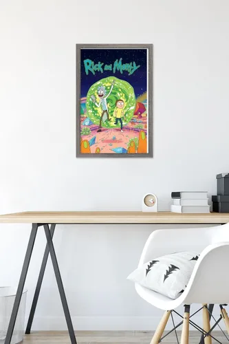 Miniatura 6 de Trends International Rick And Morty - Póster de pared de cubierta, 14.725 x 22.375 pulgadas, versión enmarcada de madera de granero