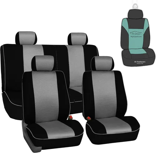 Miniatura 8 de Fundas de tela FH GROUP FH-FB063114, para asientos de automóvil con ribetes, juego completo compatible con airbag y asientos separados