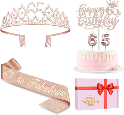 Miniatura 54 de Decoraciones de cumpleaños número 13 para niñas, incluyendo corona/tiara de cumpleaños 13, banda oficial para adolescentes y decoración de pastel