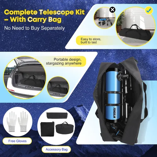 Miniatura 3 de Telescopio150EQ para adultos de alta potencia, telescopio reflector newtoniano profesional para principiantes en astronomía, con bolsa