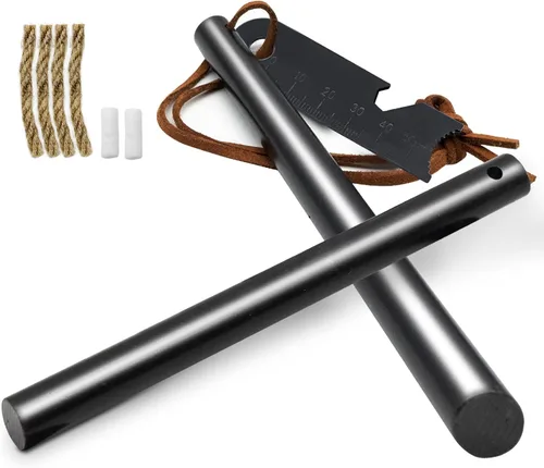Miniatura 7 de BCHARYA Fire Starter Survival Tool, Ferro Rod Kit with Leather Neck Lanyard and Multi-Tool Striker, Flint and Steel Survival Igniter with Tinder
