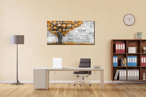 Miniatura 4 de Cita inspiradoras, imágenes de árbol marrón, decoración de pared para dormitorio - Citas positivas, arte de pared en lienzo para sala de estar