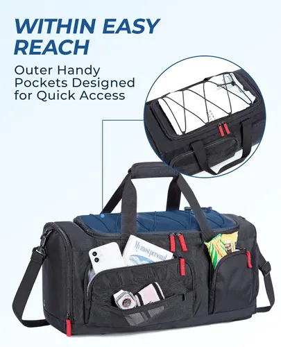 Miniatura 8 de BAGSMART Sports - Bolsa de viaje para gimnasio, bolsa de lona impermeable para hombres y mujeres, bolsa de entrenamiento de fin de semana, Negro