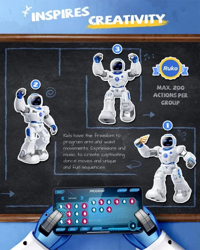 Miniatura 4 de Ruko 1088 - Robot inteligente para niños, gran robot interactivo programable con control remoto, control por aplicación, regalo de cumpleaños