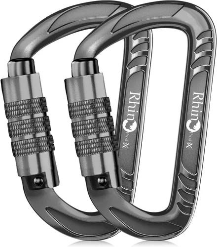 Miniatura 8 de Rhino Produxs 12kN (2697 lbs) Heavy Duty Carabiner Clips, for Securing Pets, Outdoor, Camping, Hiking, Hammock, Dog Leash Harness, Keychains Bloqueo
