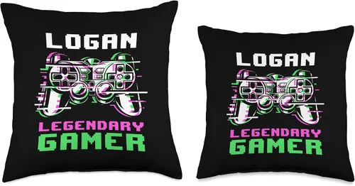 Miniatura 3 de Personalized Gaming Gift Idea And Gamer Quotes Logan-Legendary Gamer-Almohada personalizada, 16 x 16 pulgadas, multicolor