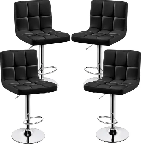 Miniatura 26 de Topeakmart Taburetes de bar modernos de altura ajustable, taburete giratorio de piel sintética, silla trasera de isla de cocina, taburete giratorio