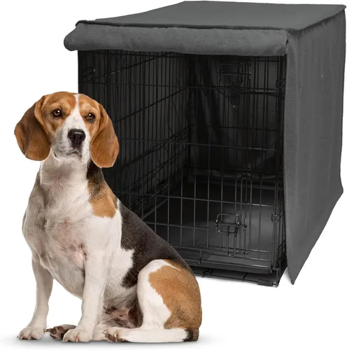Miniatura 13 de Friends Forever Funda de metal para jaula de perro de 48 pulgadas con cortina protectora de bloqueo de luz, cubierta de jaula para perros